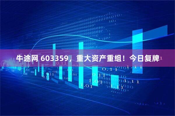 牛途网 603359，重大资产重组！今日复牌